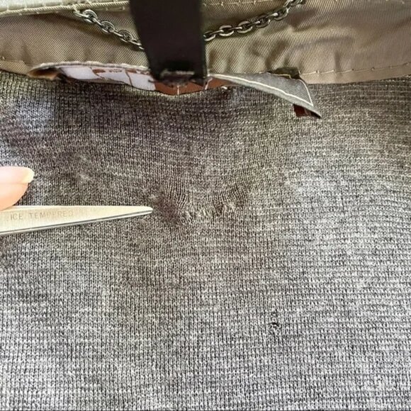 BCBG Max Azria Gray Green Leather Merino Wool Sweater Side Zip Biker Vest - S - Picture 10 of 11
